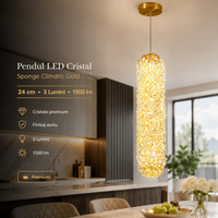 Пендел LED Cristal Sponge Цилиндричен Gold