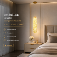Пендел LED Cristal Sponge Цилиндричен Gold