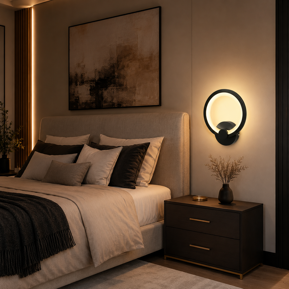 LED аплик 24W ROUND Черен 3 функции