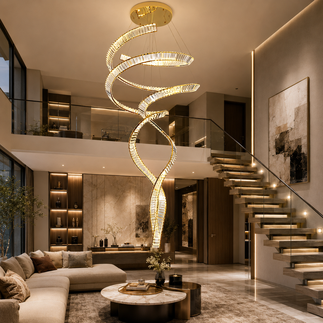 LED полилей LUXURY Crystal Miravon златист 80x230CM L