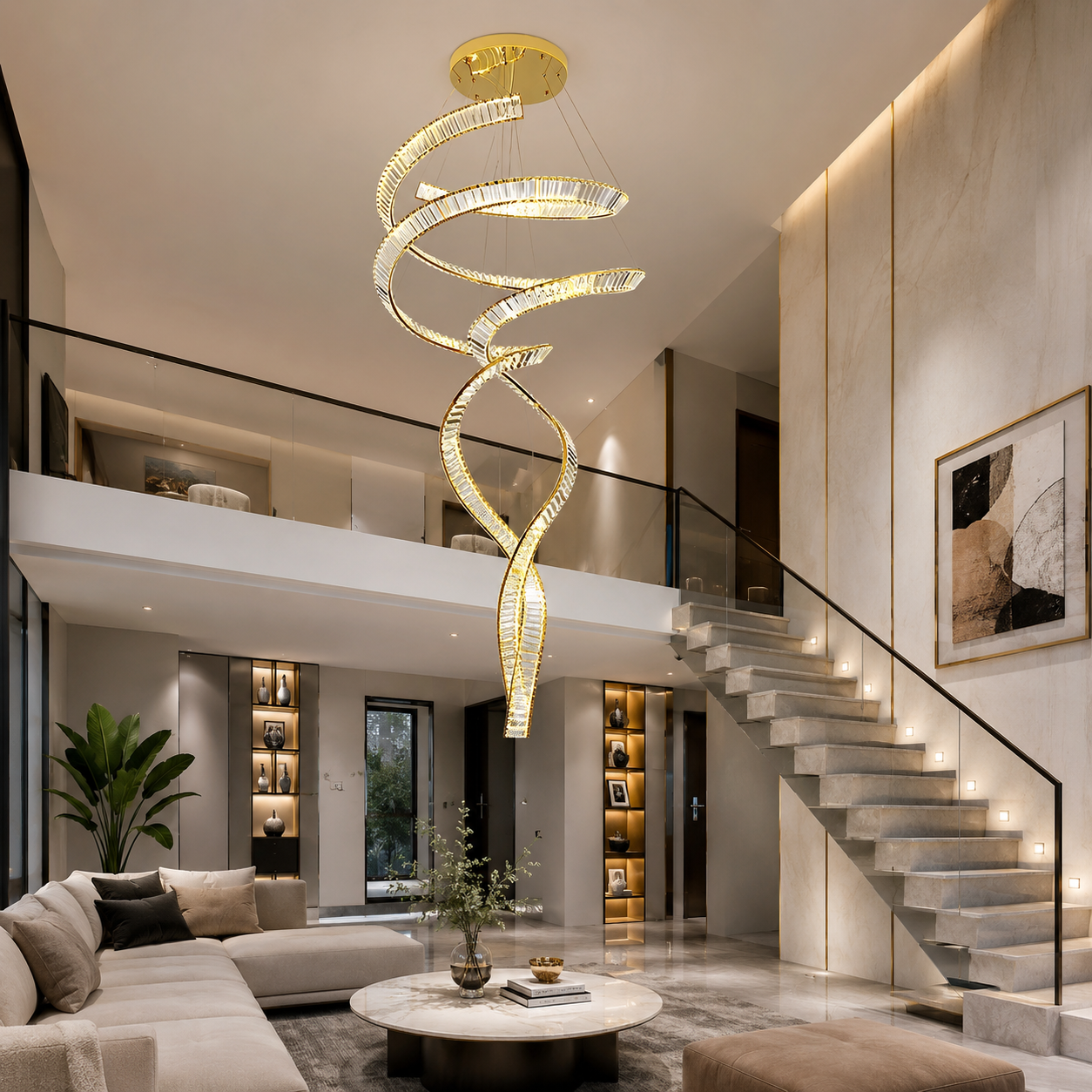 LED полилей LUXURY Crystal Miravon златист 80x230CM L