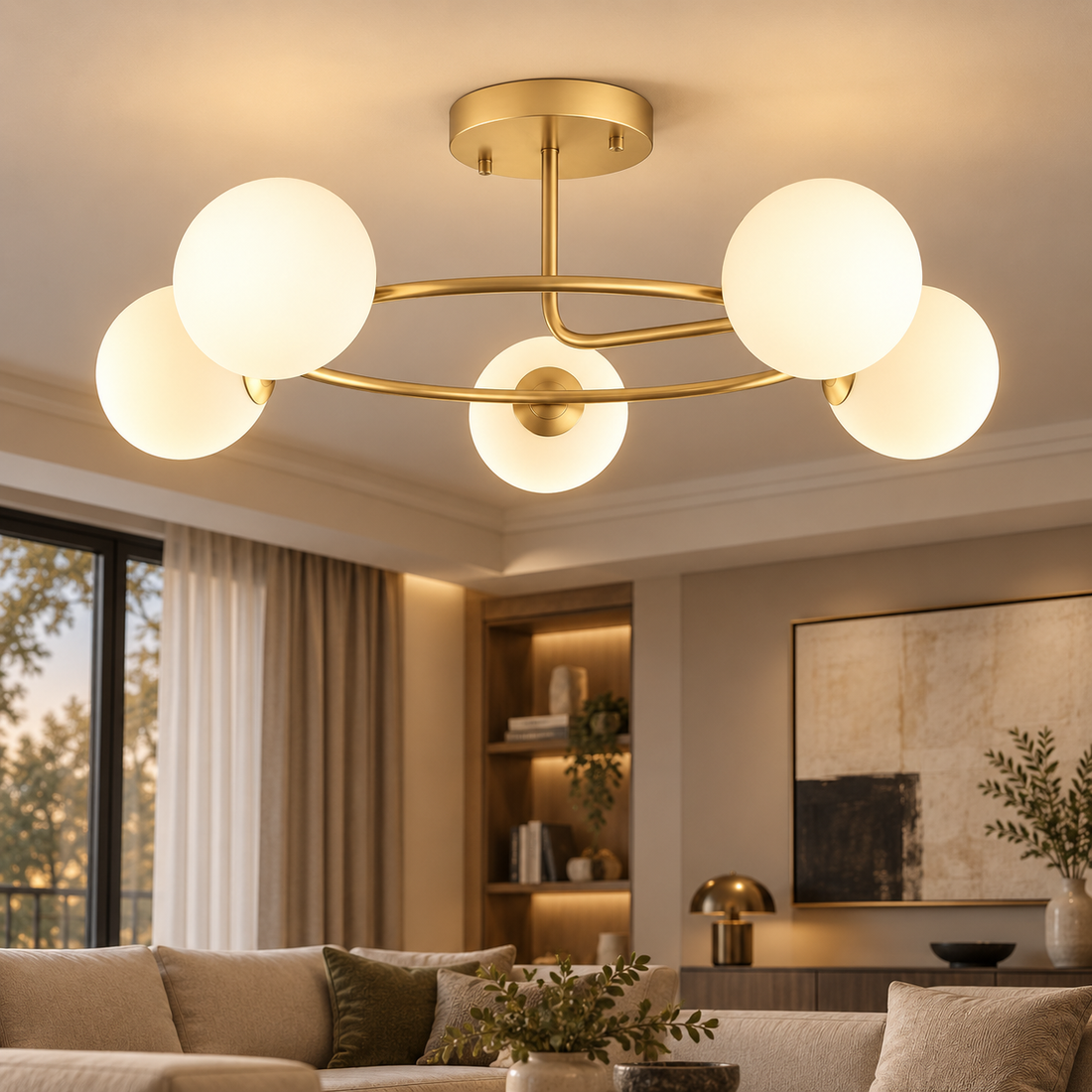 Осветително тяло Абажур 5xE27 Gold Elegance