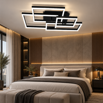 LED осветително тяло 184W Straight Angles Black с дистанционно, еквивалент 800W