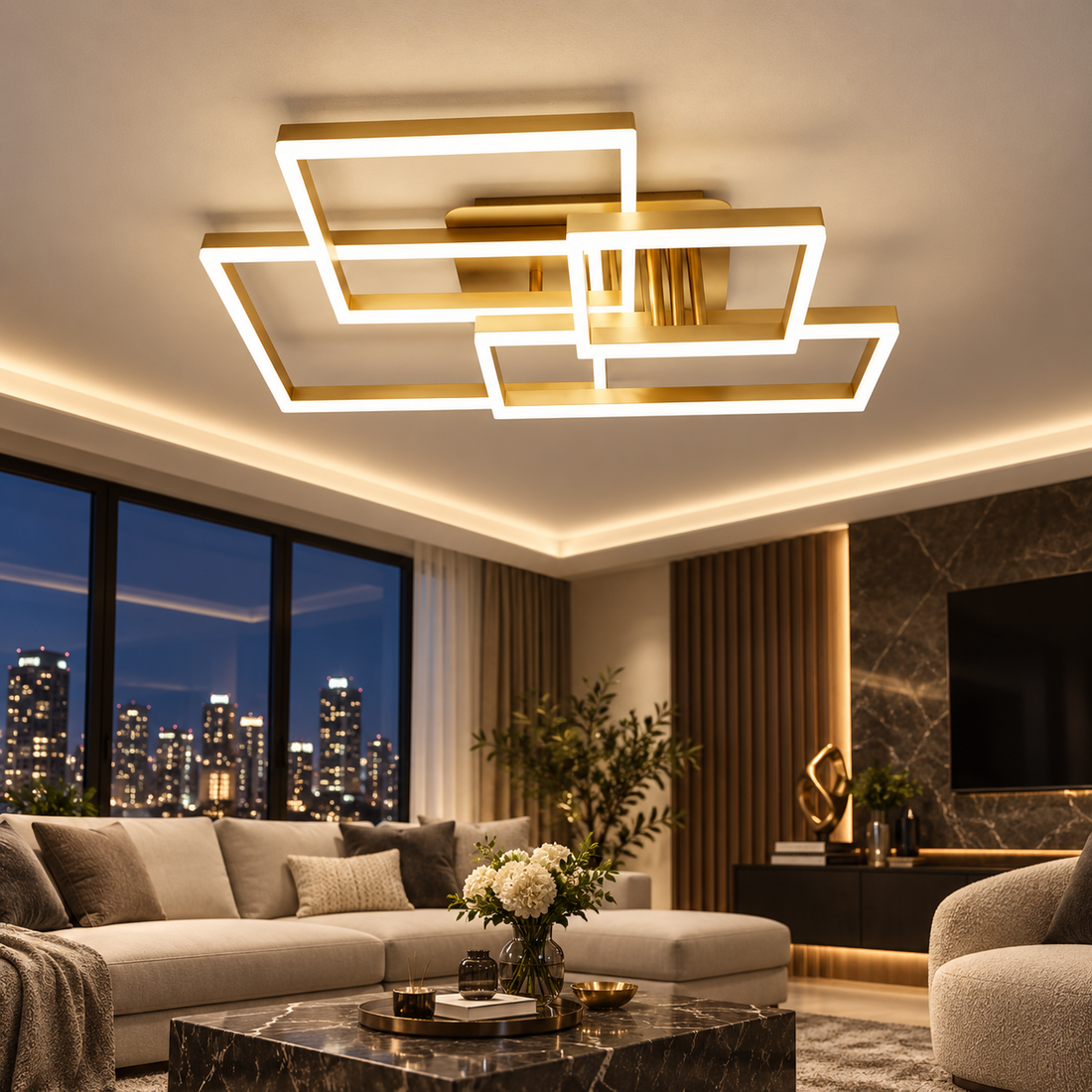 LED осветително тяло 184W Straight Angles Gold с дистанционно, еквивалент 800W