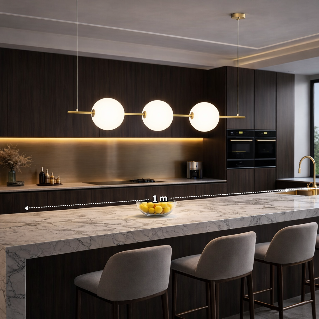LED осветително тяло тип пендел KEZO Gold, еквивалент 250W, с дистанционно
