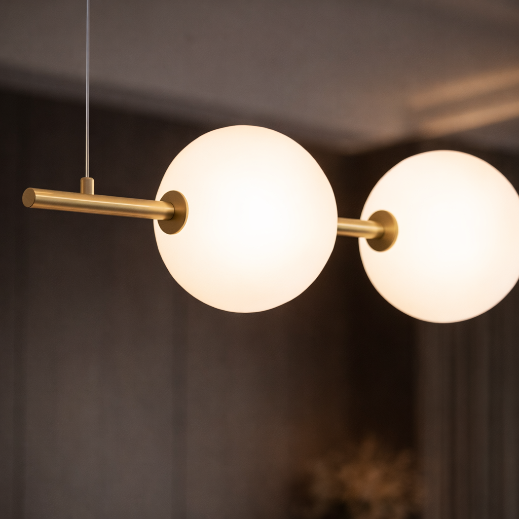 LED осветително тяло тип пендел KEZO Gold, еквивалент 250W, с дистанционно