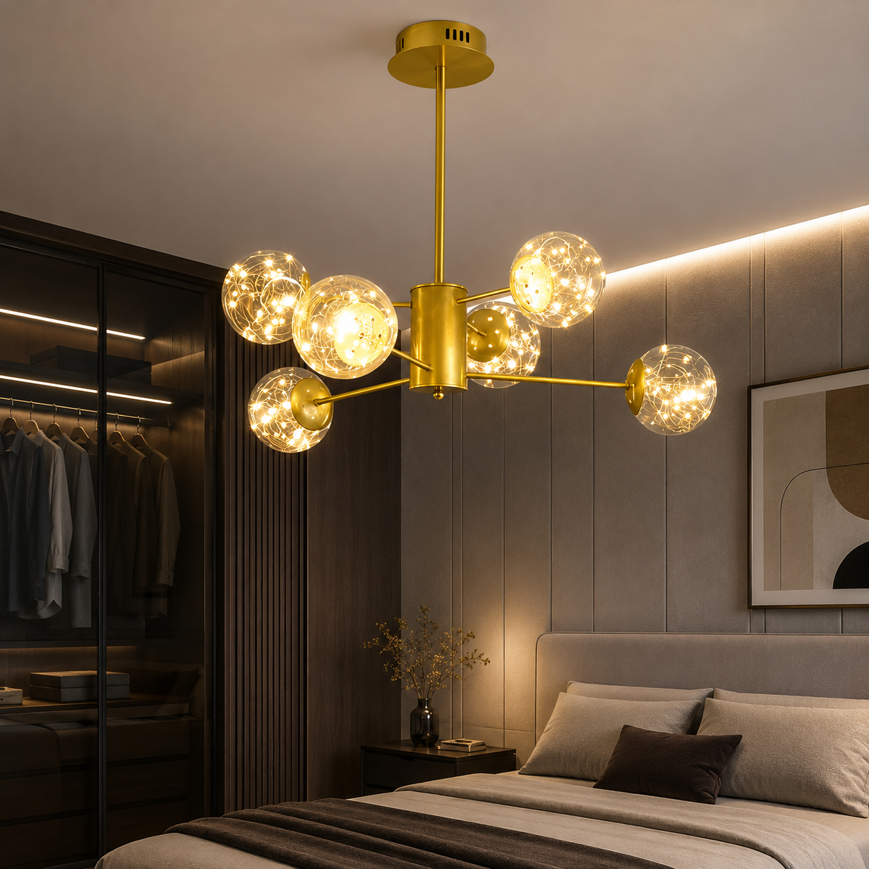 LED осветително тяло висящо Arlio Gold еквивалент 130W