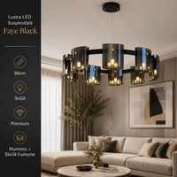 LED пендел Faye Round Black еквивалент 300W