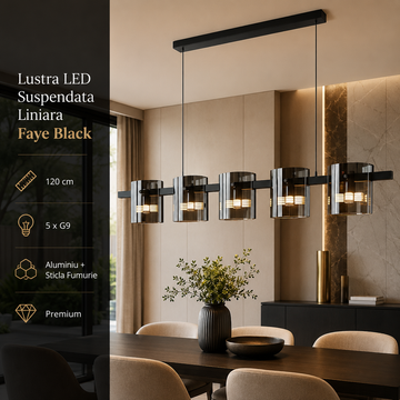 LED осветително тяло тип пендел Faye Black, еквивалент 250W