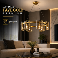 LED осветително тяло тип пендел Faye Gold с 6 елемента, еквивалент 250W