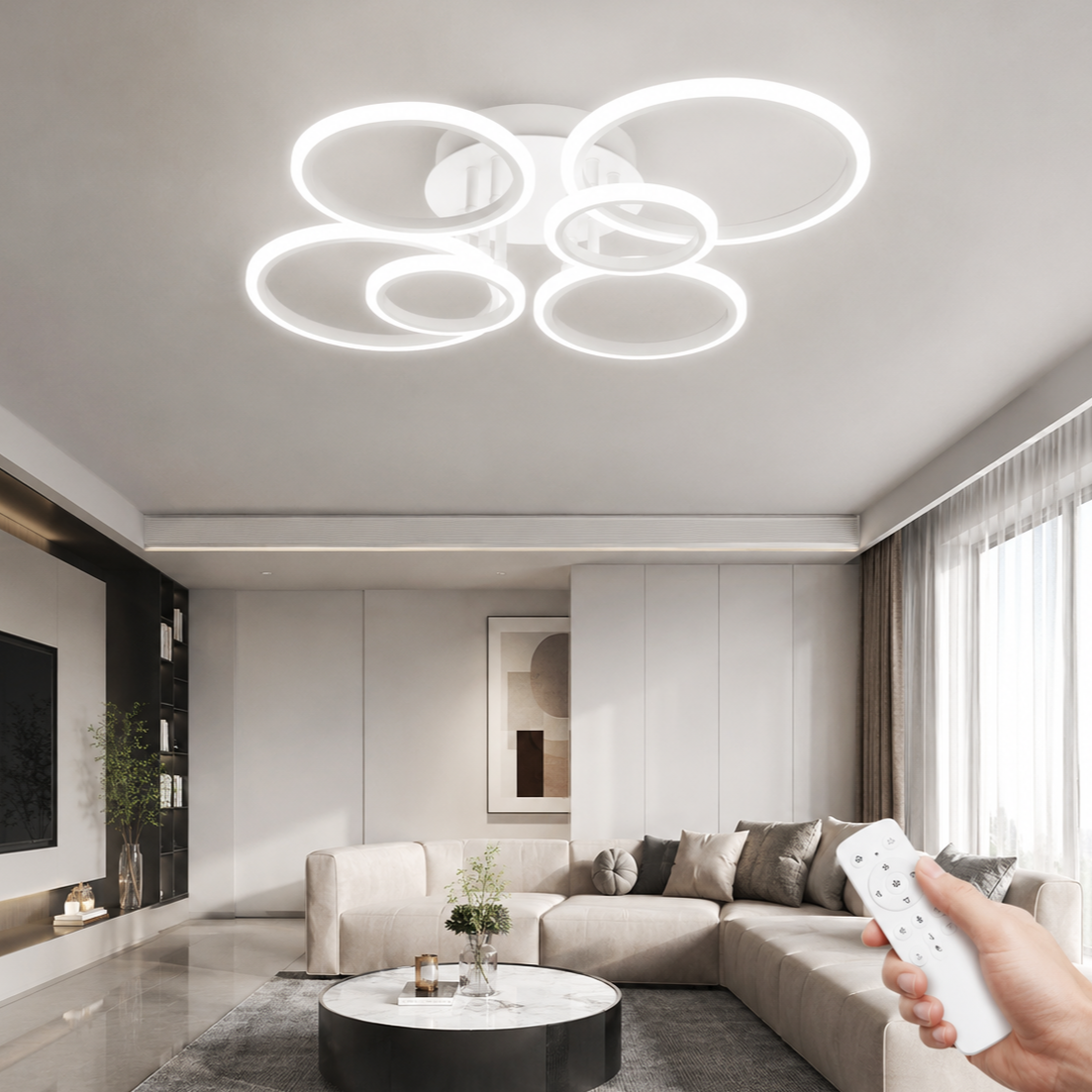 LED осветително тяло 4+2 CIRCLE MAXI БЯЛ SMART Еквивалент 600W