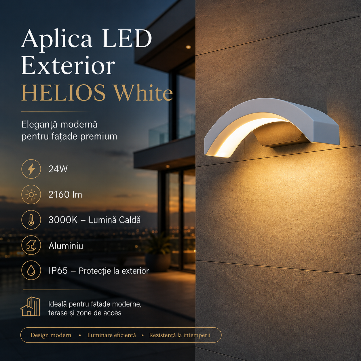 Аплик LED за външен монтаж Luff 24W White
