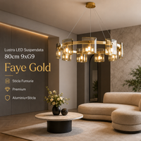LED осветително тяло тип пендел Faye Round Gold, еквивалент 300W