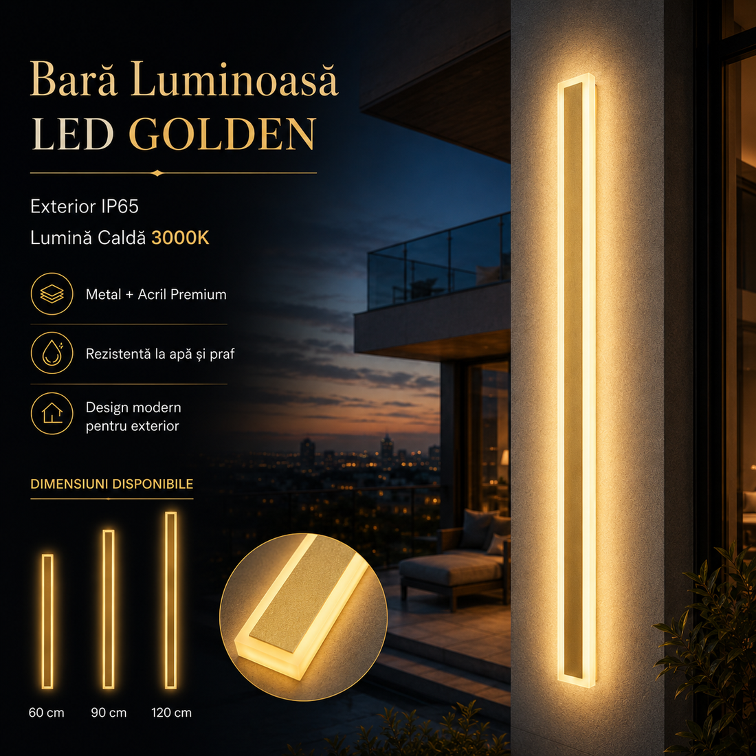 LED светлинна шина GOLDEN за външна употреба IP65 220V