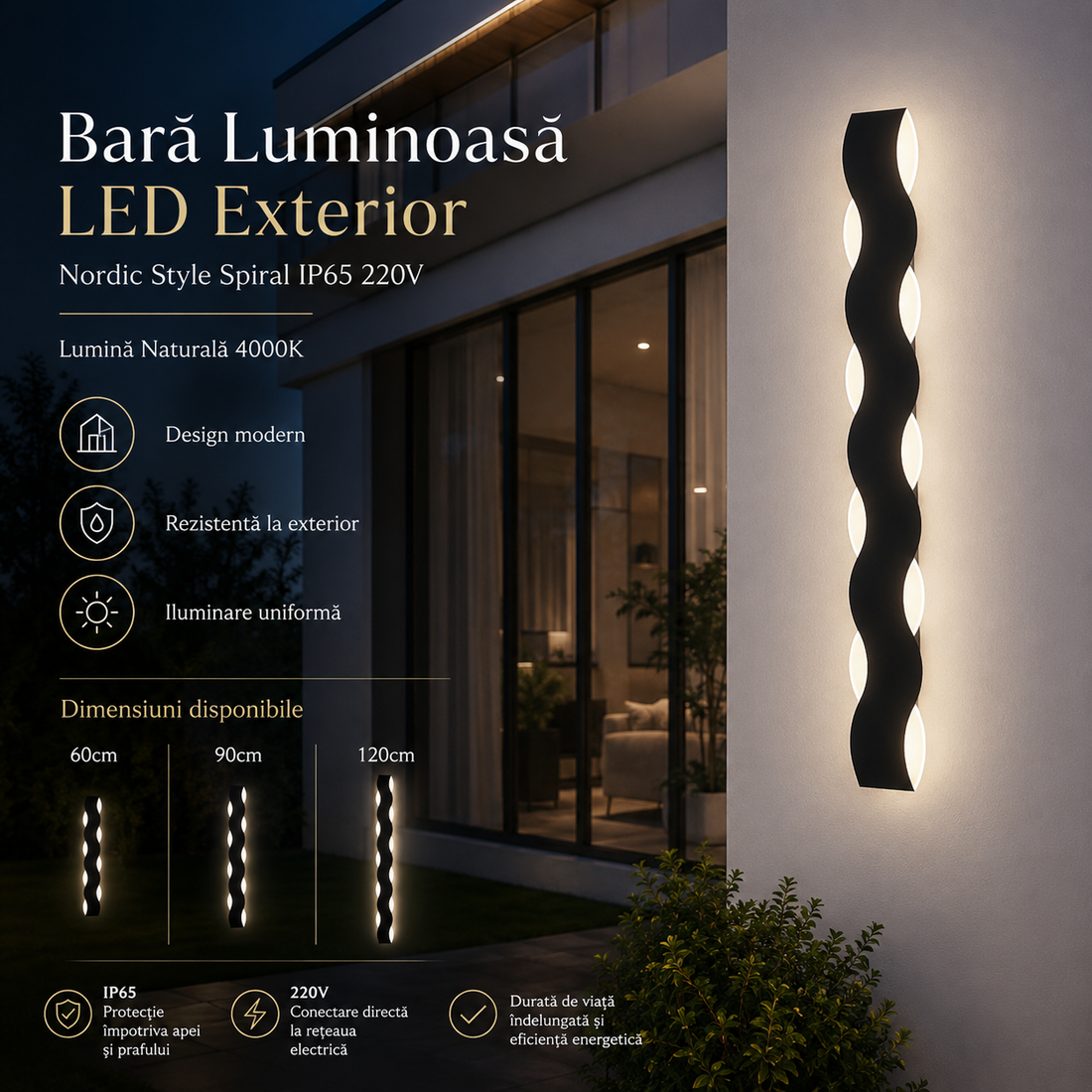 Външна LED светлинна шина Nordic Style Spiral IP65 220V