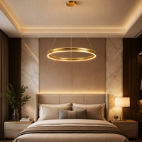 LED осветително тяло Mini Ring Gold висящо, еквивалент 400W, с дистанционно