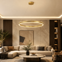 LED осветително тяло Maxi Ring Gold, висящо, еквивалент 800W, с дистанционно