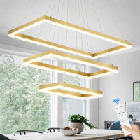 LED осветително тяло тип пендел с 3 правоъгълни елемента, златисто LT109, еквивалент 800W