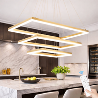 LED осветително тяло тип пендел с 3 правоъгълни елемента, златисто LT109, еквивалент 800W