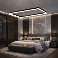 LED пендел с едно правоъгълно тяло 60X30CM Черен, еквивалент 300W