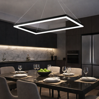 LED пендел с едно правоъгълно тяло 60X30CM Черен, еквивалент 300W