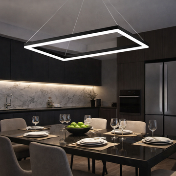 LED пендел с едно правоъгълно тяло 60X30CM Черен, еквивалент 300W