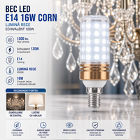 LED крушка E14 16W Corn / Студена светлина / Еквивалент 120W