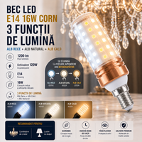 LED крушка E14 16W Corn / 3 функции светлина / Еквивалент 120W