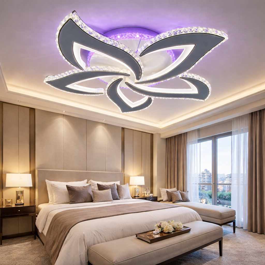 LED осветително тяло Camelia кристал бяла RGB еквивалент 600W с дистанционно