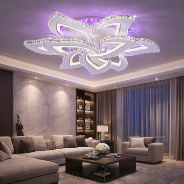 LED осветително тяло Camelia Grande кристал бяла RGB с дистанционно, еквивалент 1200W