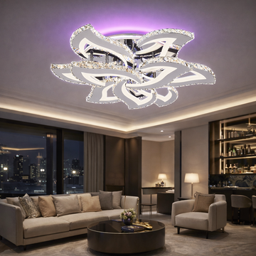 LED осветително тяло Camelia Grande Cristal Chrome RGB еквивалент 1200W с дистанционно