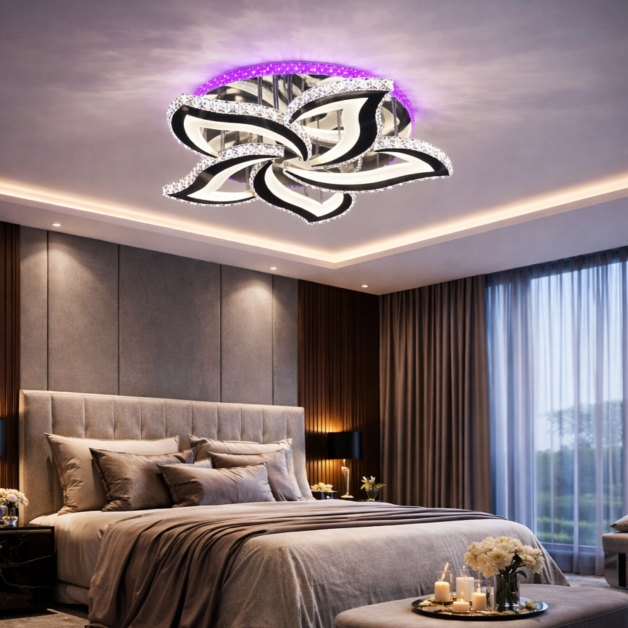 Осветително тяло LED Camelia Cristal Chrome RGB Еквивалент 600W Дистанционно