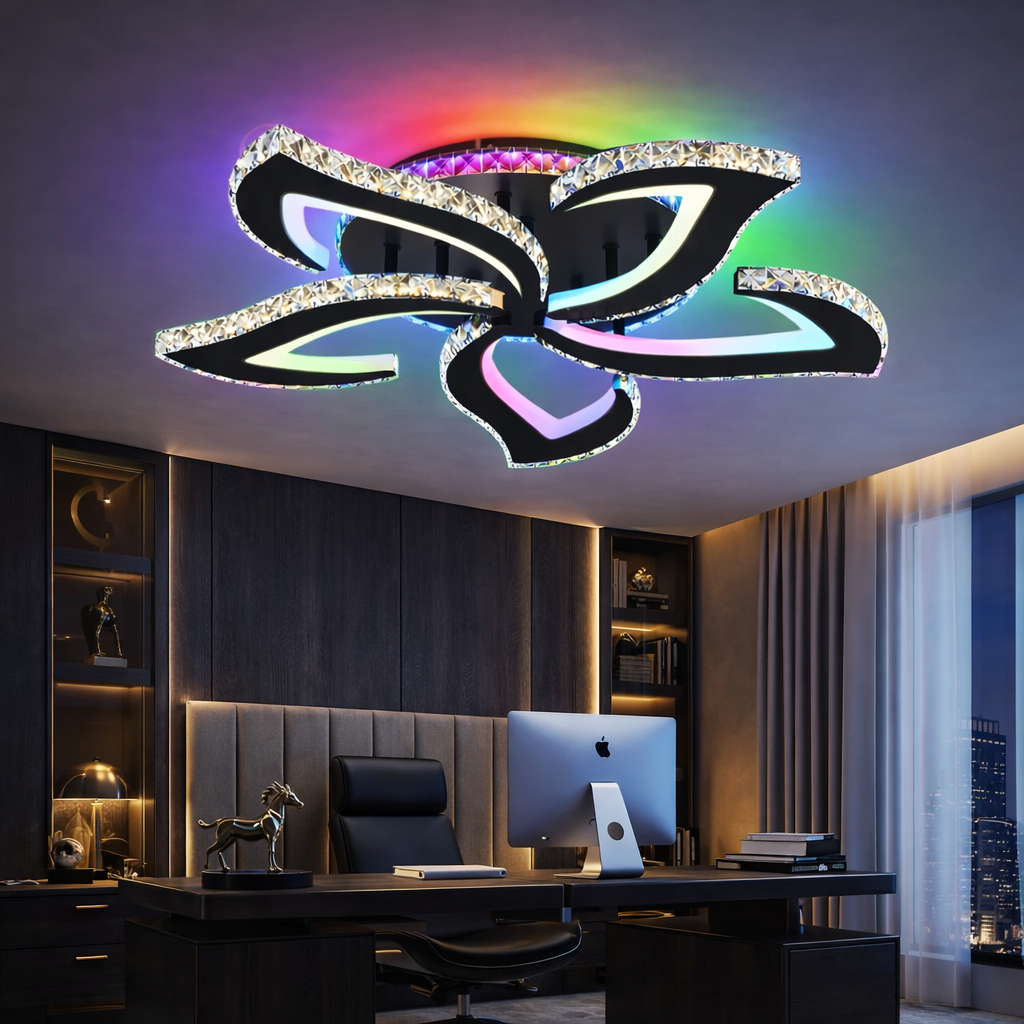 LED осветително тяло Camelia Cristal RGB Black Еквивалент 600W с дистанционно