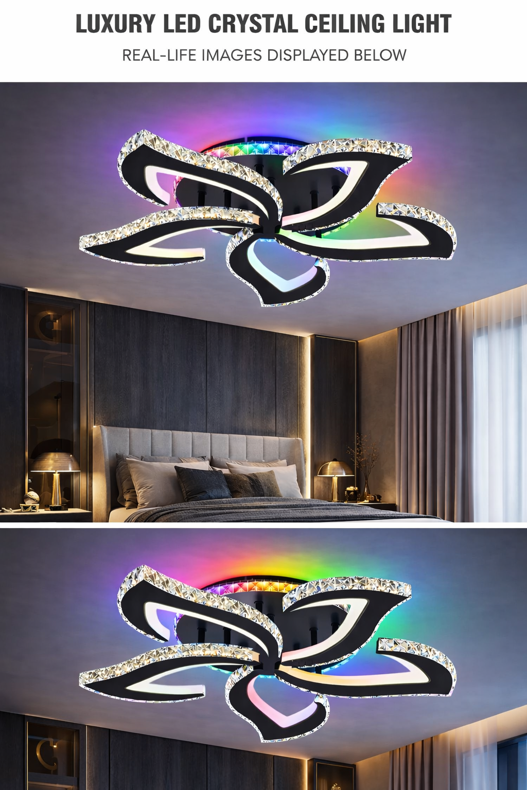 LED осветително тяло Camelia Cristal RGB Black Еквивалент 600W с дистанционно
