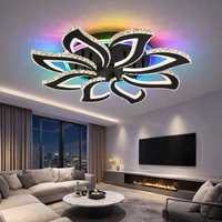 LED осветително тяло Camelia Grande Cristal RGB Black еквивалент 800W с дистанционно