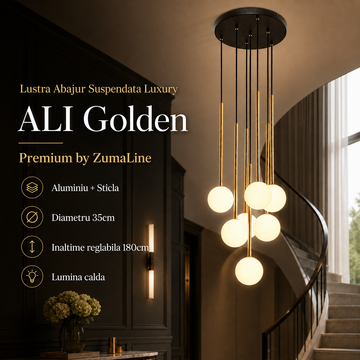 Осветително тяло абажур висящо Luxury ALI Golden 180CM