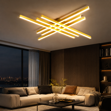 LED осветително тяло 6 Modern LINES Gold еквивалент 600W с дистанционно