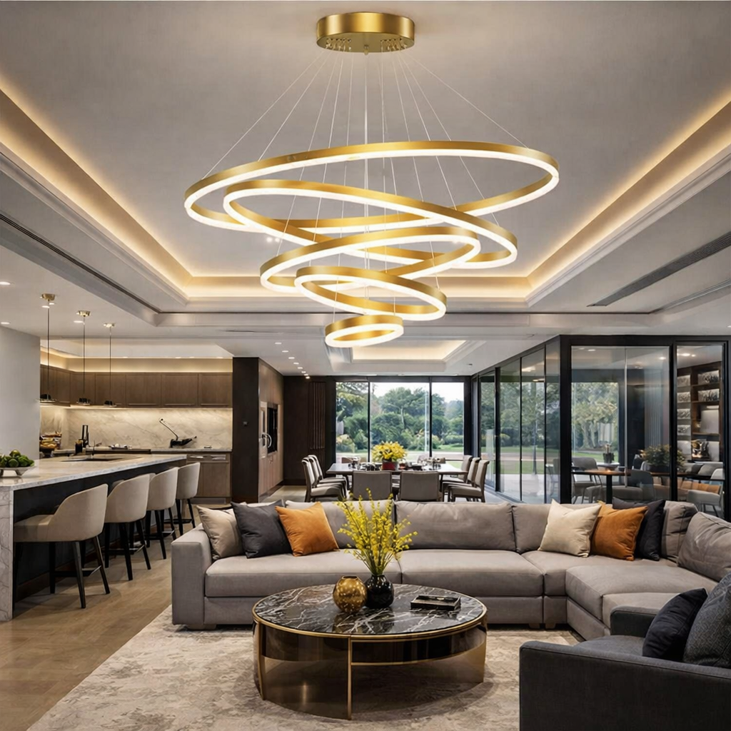 LED осветително тяло WONDERLAND Gold 5 сегмента, еквивалент 1200W, с дистанционно
