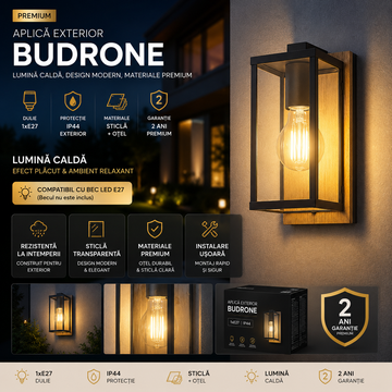 Външен аплик BUDRONE 1xE27 IP44