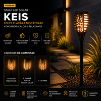 Соларен LED градински стълб факла с презареждане KEIS