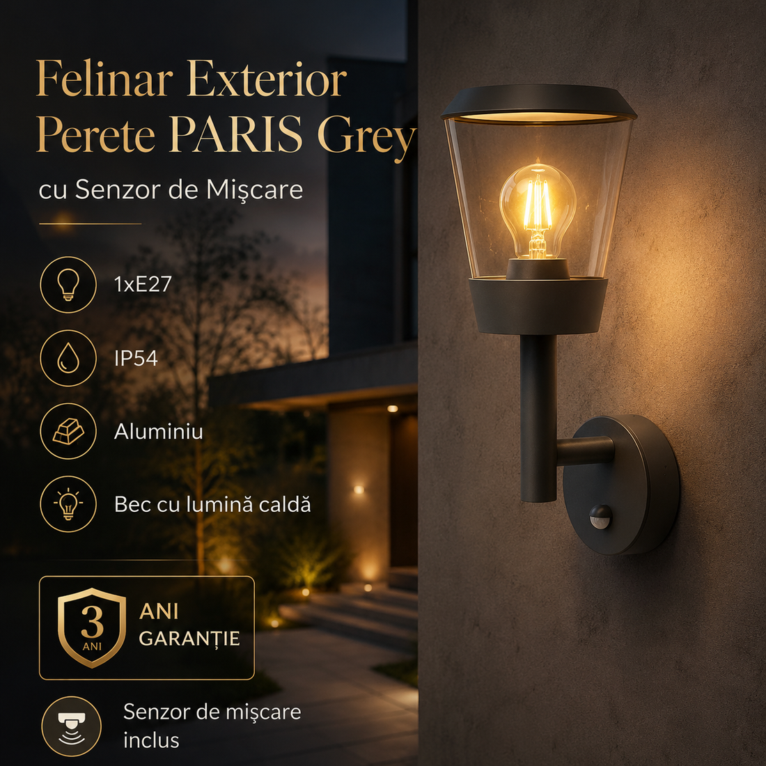 Аплик фенер PARIS със сензор