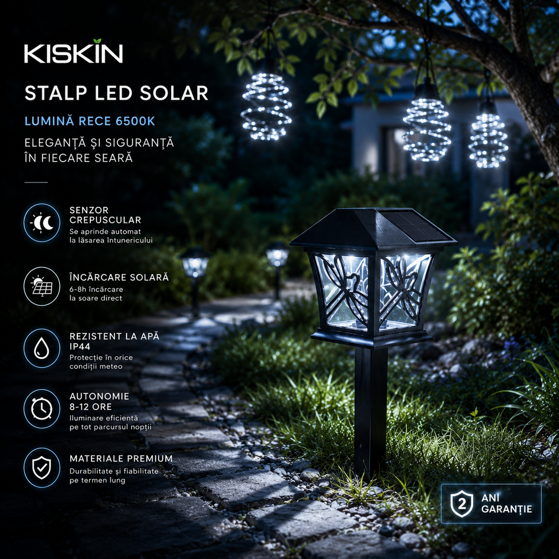 LED градински стълб с соларно зареждане KISKIN