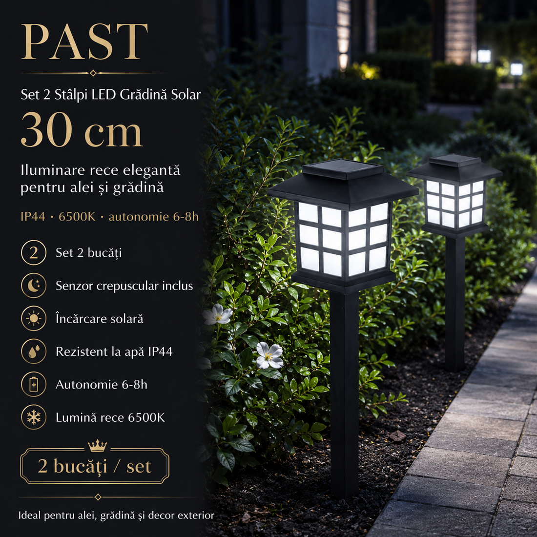 КОМПЛЕКТ 2 соларни LED фенера за градина PAST