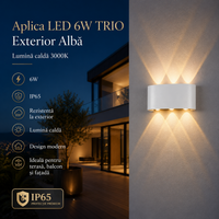 LED аплик 6W TRIO за външен монтаж, бял