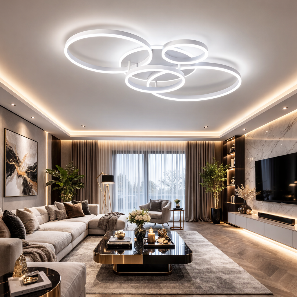 LED осветително тяло 234W CIRCLE White Luxury Еквивалент 1200W Дистанционно