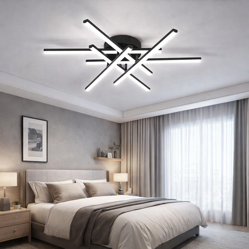 LED осветително тяло Sunny 6 Lines Round Black – еквивалент 600W (с дистанционно управление)