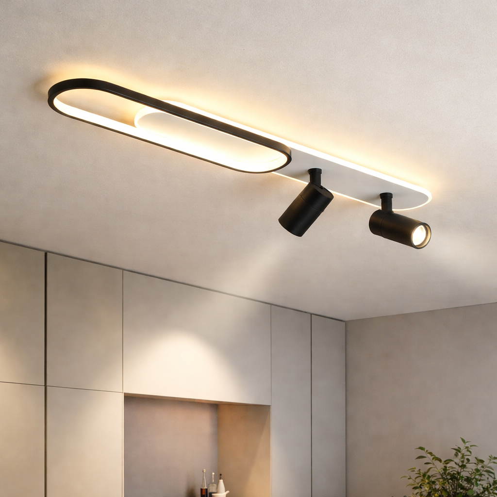 LED аплик със спотове 100 cm Бял + Черен – еквивалент 300W