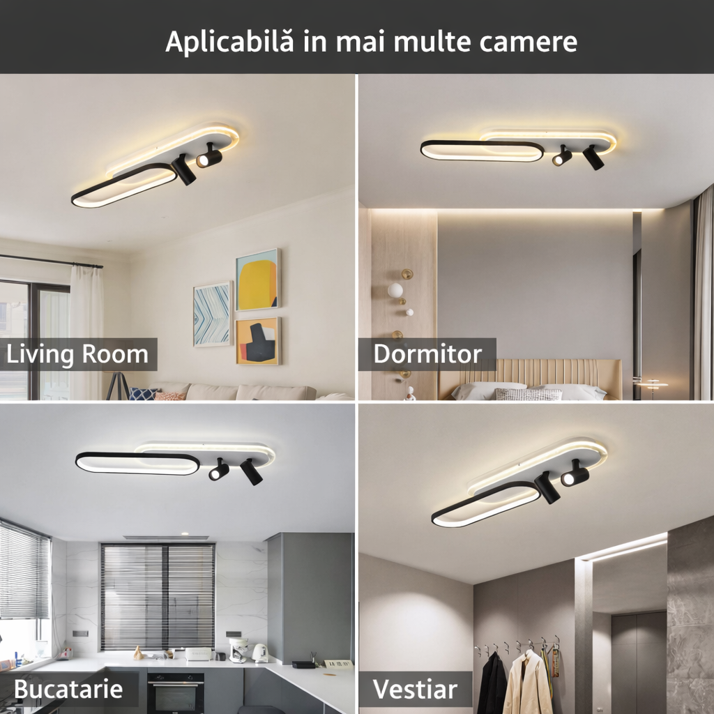 LED аплик със спотове 100 cm Бял + Черен – еквивалент 300W