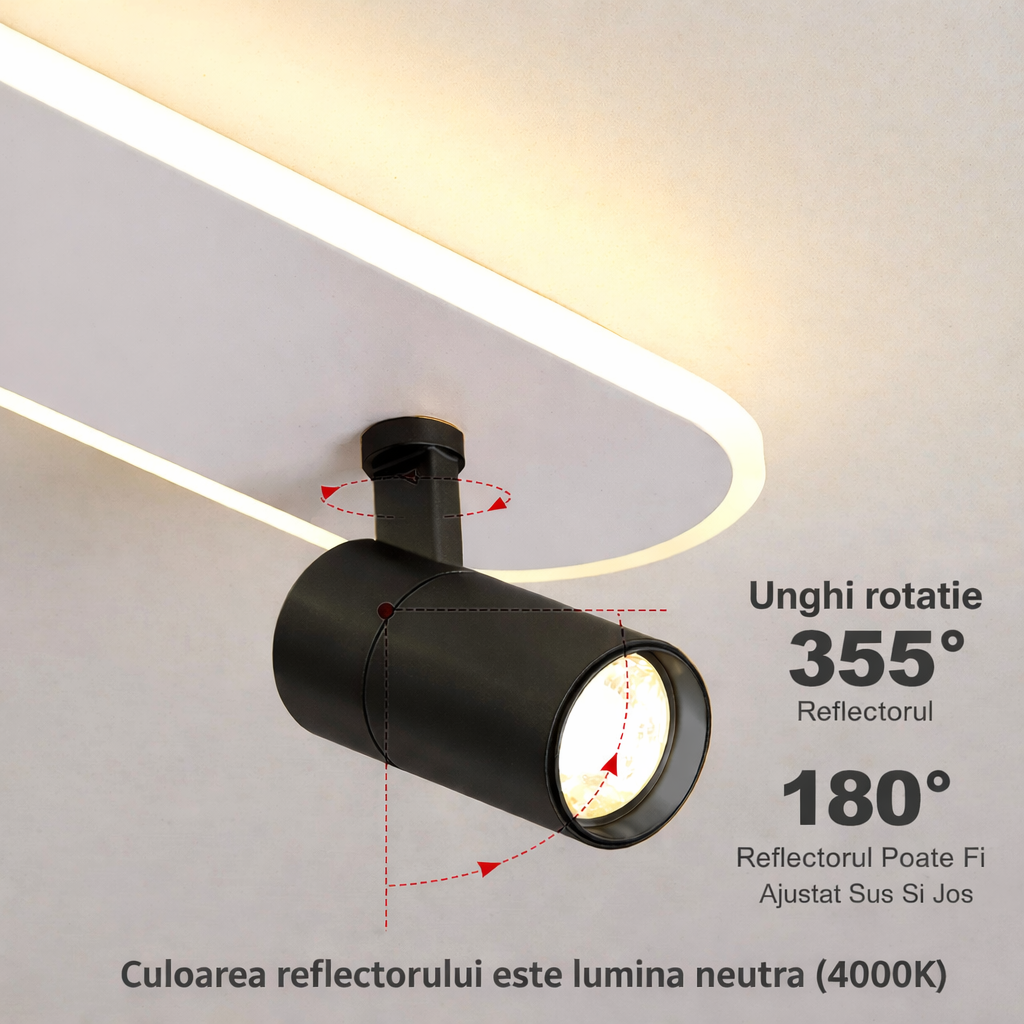 LED аплик със спотове 100 cm Бял + Черен – еквивалент 300W
