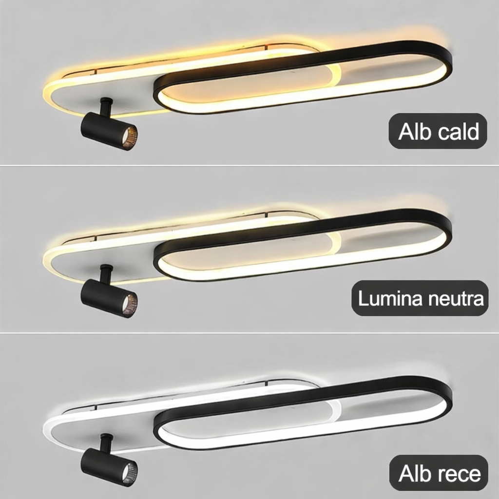 LED аплик със спотове 100 cm Бял + Черен – еквивалент 300W